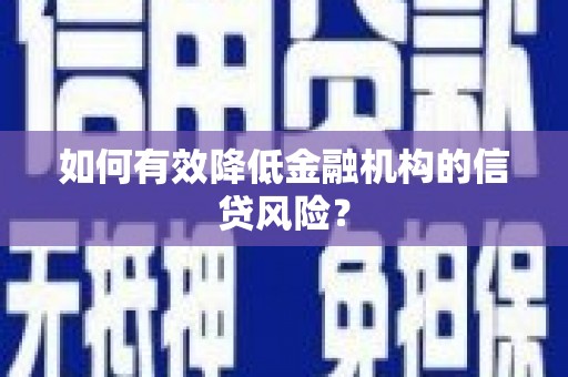 思茅如何有效降低金融机构的信贷风险？