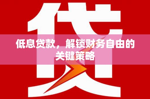 思茅低息贷款，解锁财务自由的关键策略