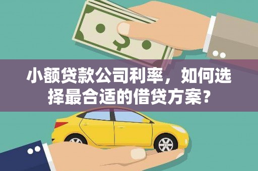 思茅小额贷款公司利率，如何选择最合适的借贷方案？